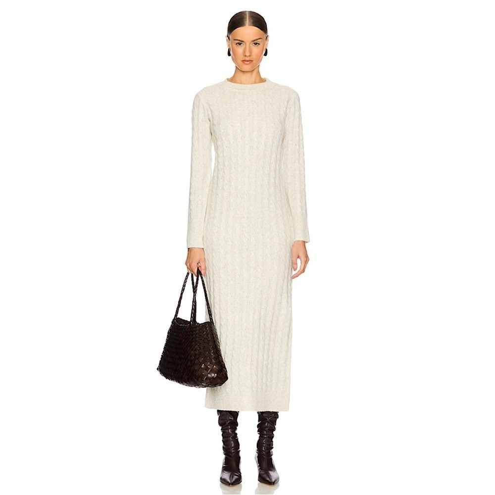 Sanctuary Cable‎ Crew Neck Maxi Dress in Heather Chalk LARGE